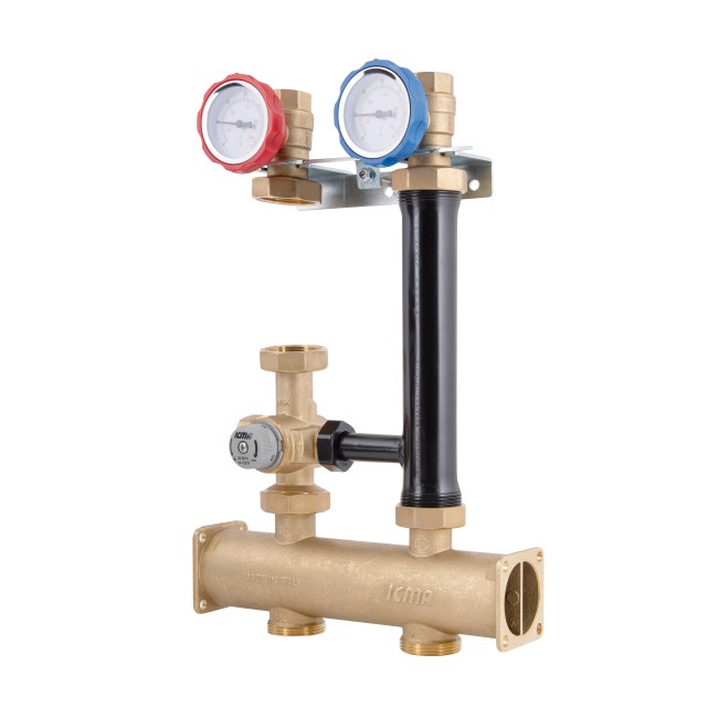 Насосная группа Icma с ручной регулировкой и термостатическим смесителем левое подключение 1 1/2"x3/4" №R004