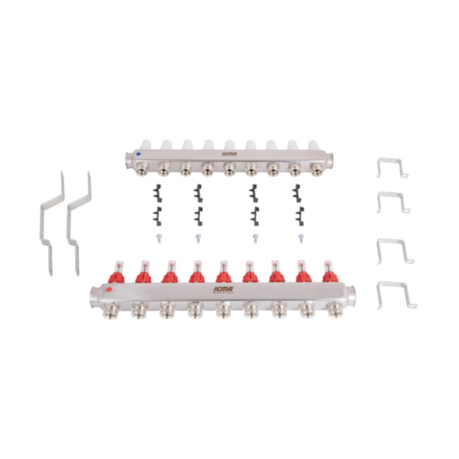 Колектор з витратомірами (нерж.) 1" х9 Icma № К073