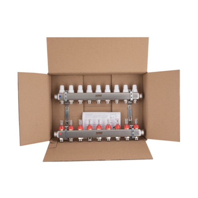 Колектор з витратомірами (нерж.) 1" х9 Icma № К073