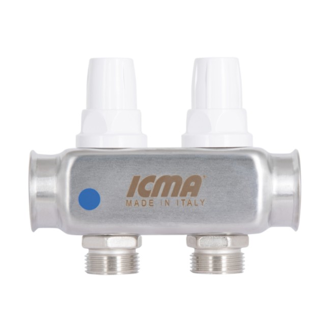 Коллектор Icma № К073 с расходомерами (нерж.) 1" х 3/4" на 2 выхода