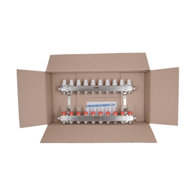 Коллектор Icma № К073 с расходомерами (нерж.) 1" х 3/4" на 10 выходов