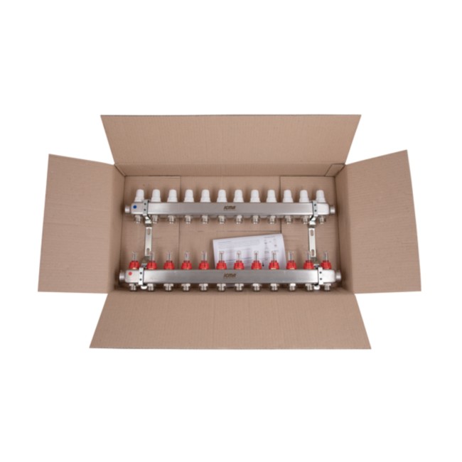 Коллектор Icma № К073 с расходомерами (нерж.) 1" х 3/4" на 12 выходов