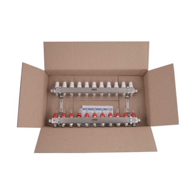 Коллектор Icma № К073 с расходомерами (нерж.) 1" х 3/4" на 11 выходов