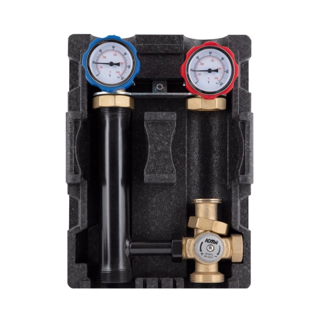 Насосная группа Icma №R004 с ручной регулировкой и термостатическим смесителем правое подключение 1 1/2"x1" 93R004AFD5505SC