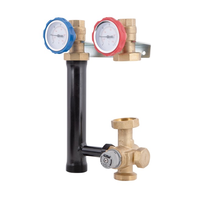 Насосная группа Icma №R004 с ручной регулировкой и термостатическим смесителем правое подключение 1 1/2"x1" 93R004AFD5505SC