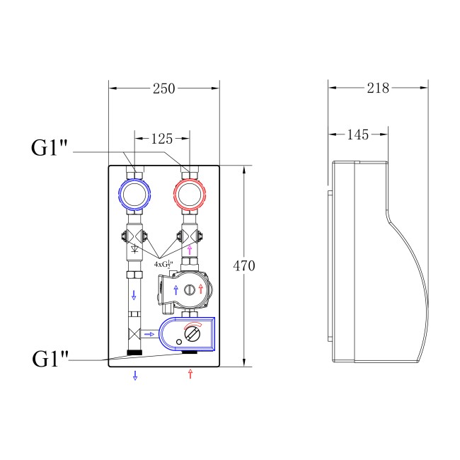 Насосная группа Forte Quick System с автоматической регулировкой 1" (без насоса) правое подкл., нерж. сталь SUS304 TAF-QSPGR4 Thermo Alliance