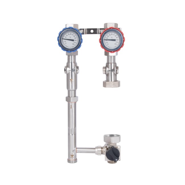 Насосная группа Forte Quick System с трехходовым клапаном без сервомотора 1" (без насоса) правое подкл., нерж. сталь SUS304 TAF-QSPGR3 Thermo Alliance