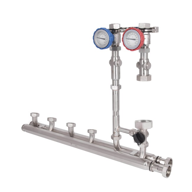 Насосная группа Forte Quick System с трехходовым клапаном без сервомотора 1" (без насоса) правое подкл., нерж. сталь SUS304 TAF-QSPGR3 Thermo Alliance