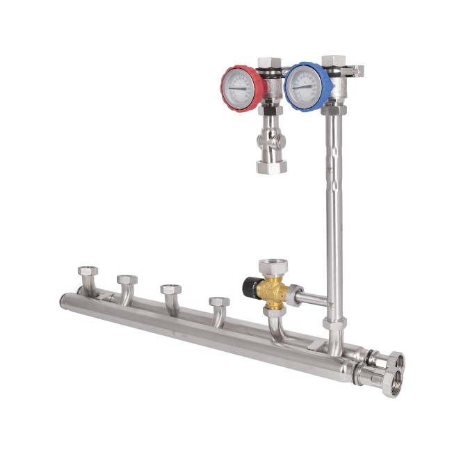 Насосная группа Forte Quick System с термостатическим смесителем (25 -50) 1" (без насоса) правое подкл., нерж. сталь SUS304 TAF-QSPGR2 Thermo Alliance