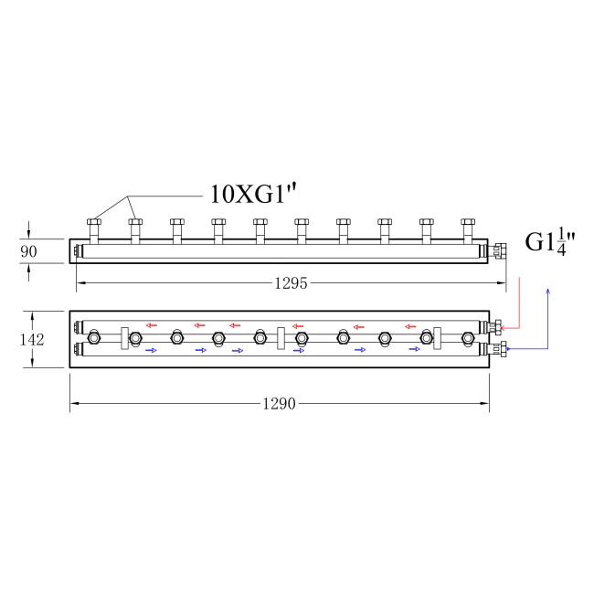 Коллектор распределительный Thermo Alliance Forte Quick System для 5 насосных групп 1 1/4"x1, нерж. сталь SUS 304 TAF-QSK5