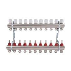 Коллектор латунный с расходомерами и евроконусами Thermo Alliance Standart 1" на 11 выходов TAS235W11E