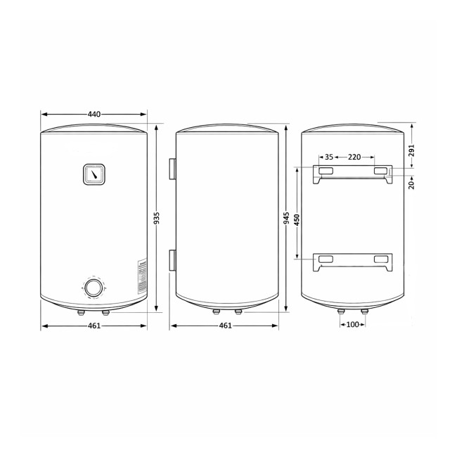 Водонагреватель электрический Thermo Alliance 100 л, Grey,универсальный, мокрый ТЭН 1,5 кВт D100VH15Q3G