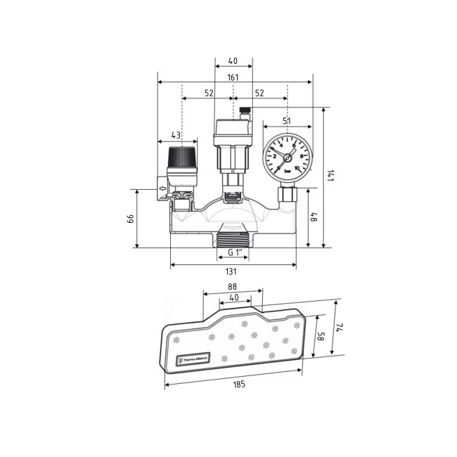 Група безпеки Forte 1"В для котла з теплоізоляцієй (у зборі) TAF290 Thermo Alliance