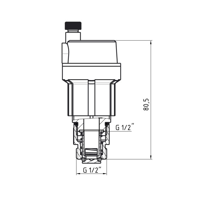 Воздухоотводчик Thermo Alliance Forte 1/2"Н латунный, никел., c клапаном TAF28015