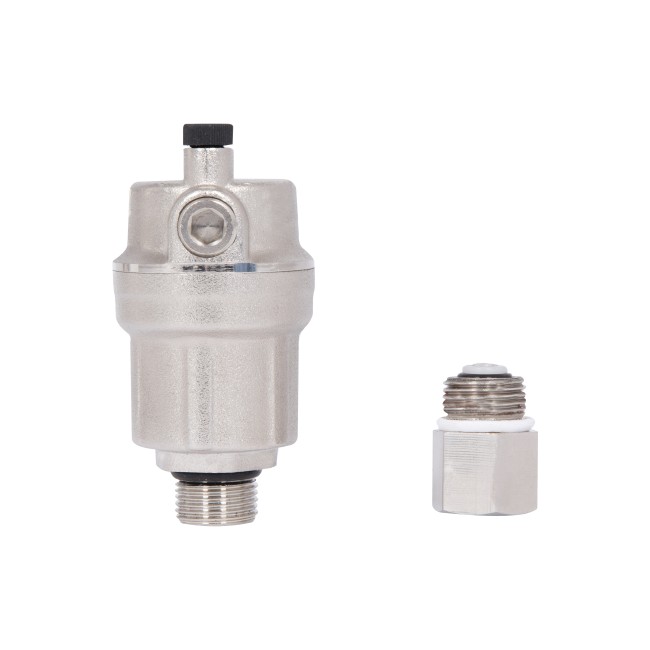 Воздухоотводчик Thermo Alliance Forte 1/2"Н латунный, никел., c клапаном TAF28015