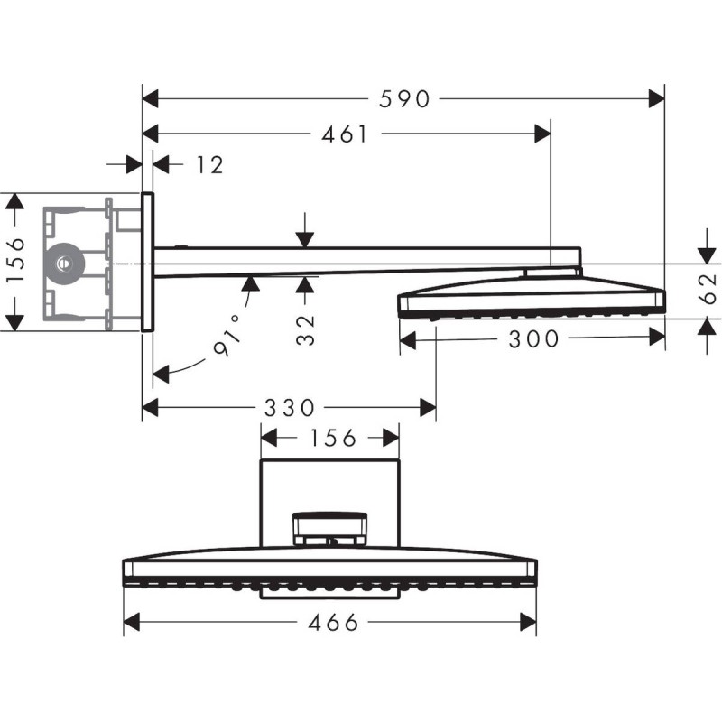 Верхній душ hansgrohe Rainmaker Select 460 24005600 чорний/хром