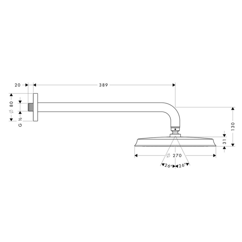 Верхній душ hansgrohe Raindance Classic AIR 240, хром 27424000