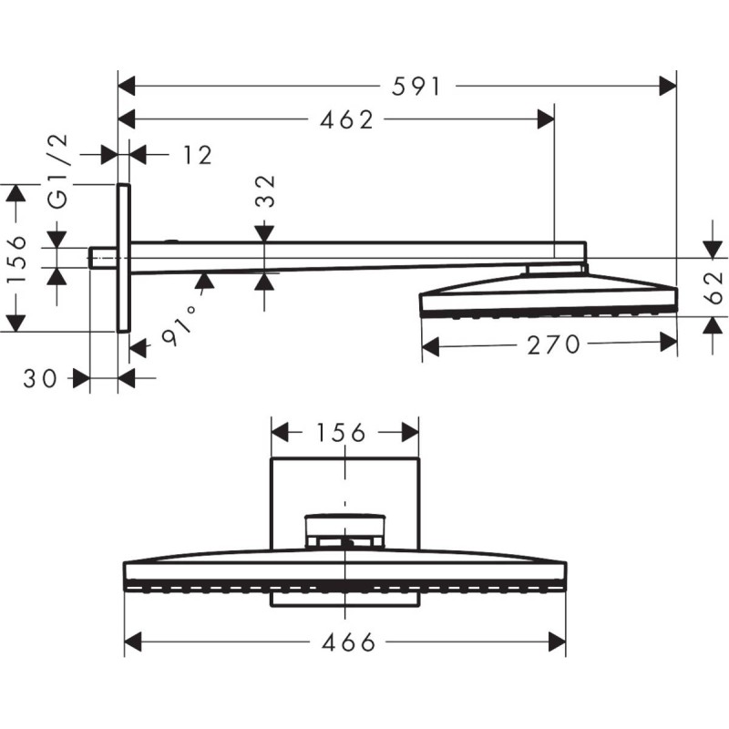 Верхній душ hansgrohe Rainmaker Select 460 24003600