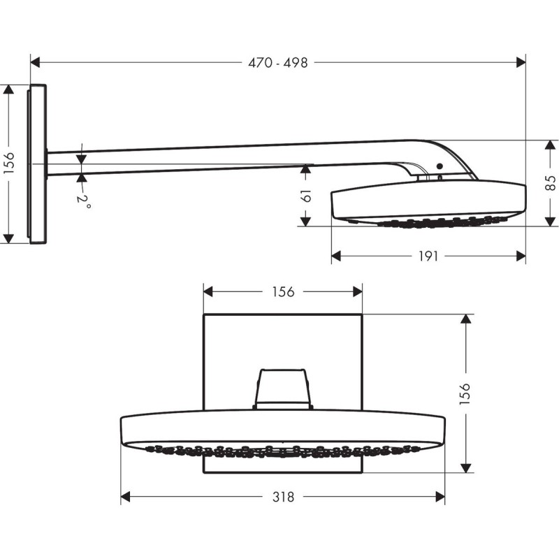 Верхній душ hansgrohe Raindance Select E 300 3jet, хром 26468000