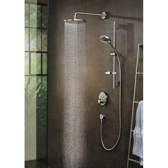 Верхний душ hansgrohe Raindance S 240 1jet PowderRain с держателем 390 мм, хром 27607000