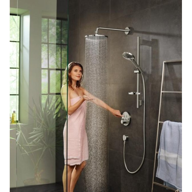 Верхний душ hansgrohe Raindance S 240 1jet PowderRain с держателем 390 мм, хром 27607000