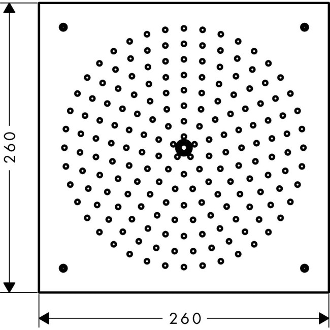 Верхний душ hansgrohe Raindance Air 1 jet 260×260 мм, хром 26472000