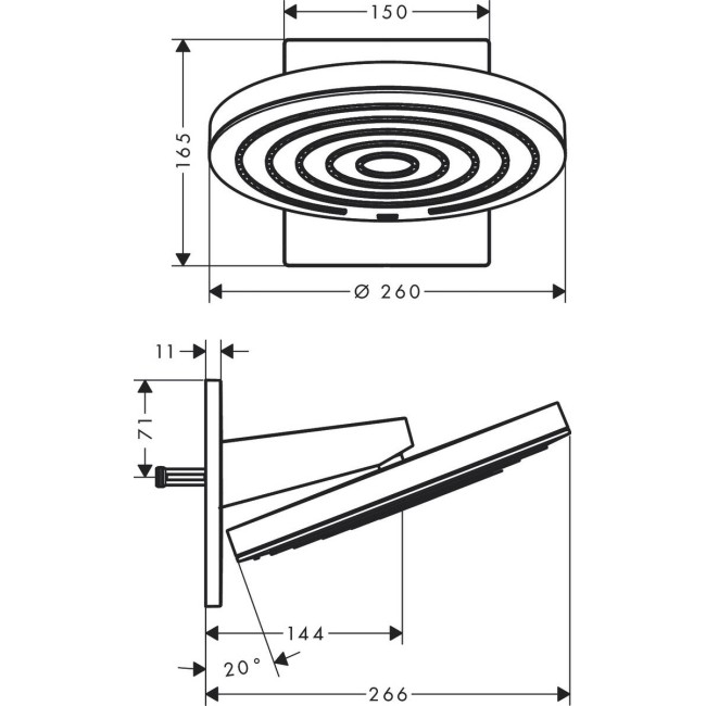Верхний душ hansgrohe Pulsify 260 2jet EcoSmart 24151000 хром