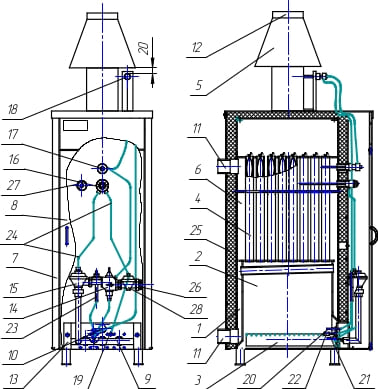Конструкция котла Данко Рівнетерм 32-72 Каре Конструкция котла Данко Рівнетерм 32-72 Каре