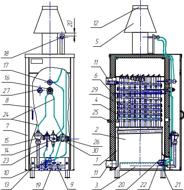 Конструкція котла Данко Рівнетерм 32В-48В
