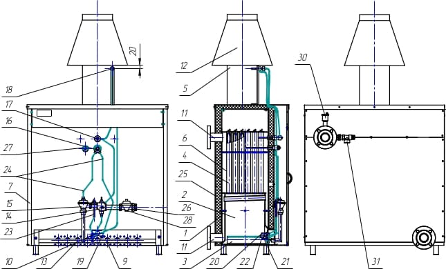 Конструкція котла Данко Рівнетерм 80-96 Каре